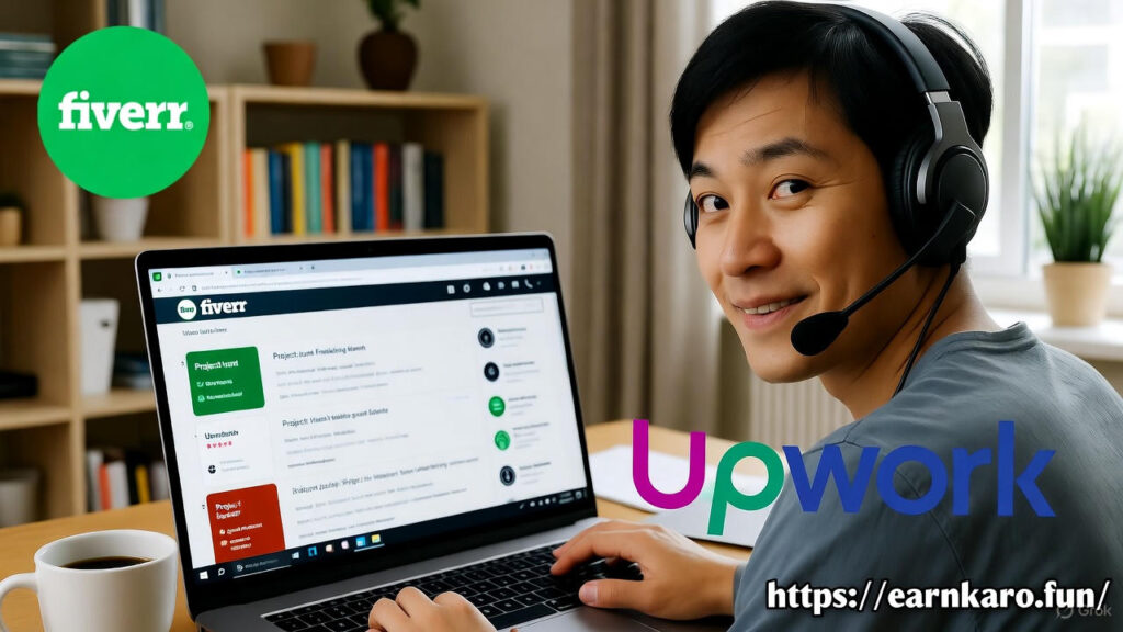 Freelancer earning online using Fiverr and Upwork websites