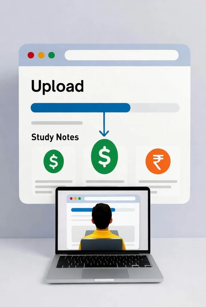 Upload study notes or documents online to earn money easily.